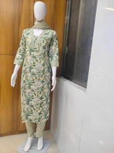Pure Cotton Green leaf print Kurta set